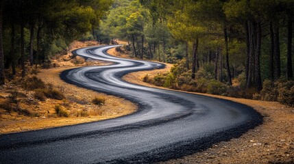 Fototapeta premium Winding road through a forest.