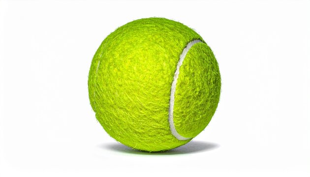 Gr&uuml;ner Tennisball freigestellt auf wei&szlig;em Hintergrund &ndash; klassischer Spielball