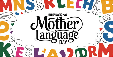International mother language day elegant script lettering colorful playful alphabet background design concept © MD.RAHIM
