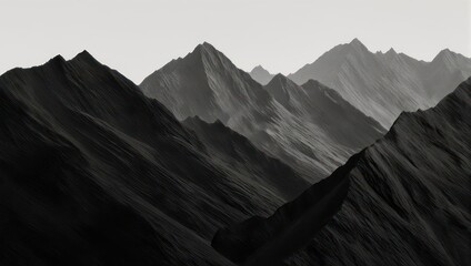 Monochromatic Mountain Range - A Study in Light and Shadow.