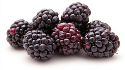 Cluster of Fresh Blackberries Plump and Juicy Displayed on a Light Background