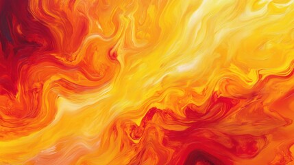 Vibrant orange and yellow abstract fluid art with swirling patterns