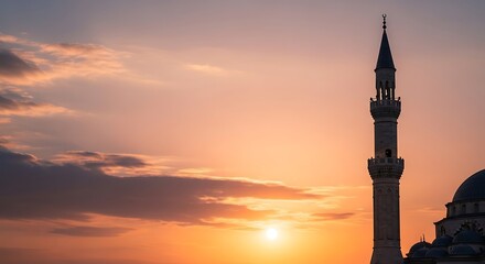 Obraz premium mosque at sunset