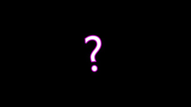 Question Mark Icon with Pink and White Outline on Black Background query unknown