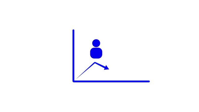 Blue L-shape with an arrow pointing inwards on a white background corner angle