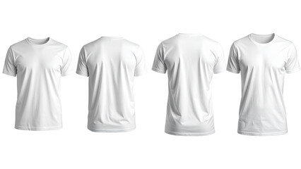  White T-Shirt Front and Back View Mockup, Clean Flat Cutout, isolated on transparent background