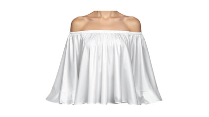  Off-The-Shoulder Blouse Front View, Elegant Feminine Design, isolated on transparent background