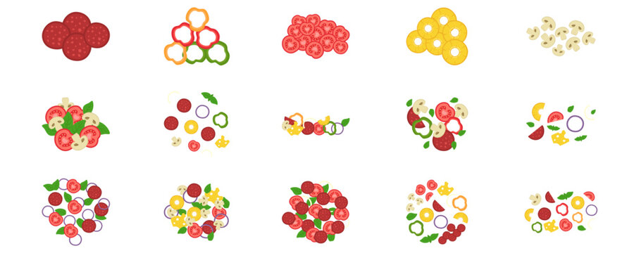 Pizza Toppings Vector Set