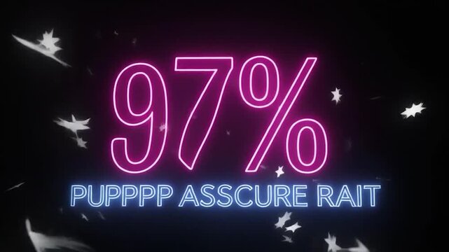 Neon 97 Percent Pup Assurance Rate Displayed on Black Background.