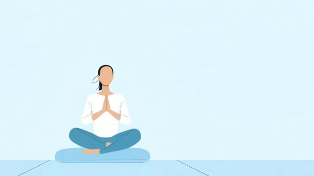 Minimalist illustration of a person meditating in lotus pose