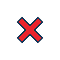 Fototapeta premium Simple red cross mark icon indicating rejection error failure or cancellation concept isolated
