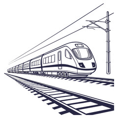 Modern train traveling on rails