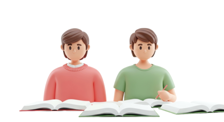 3D Characters Studying Together with Books