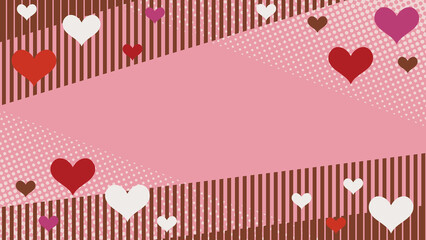 バレンタインの背景 2 （ハート/ストライプ） / Valentine&rsquo;s Day background with hearts and stripes in pink chocolate and white
