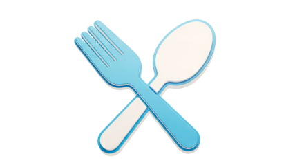 Blue and White Fork and Spoon Icon