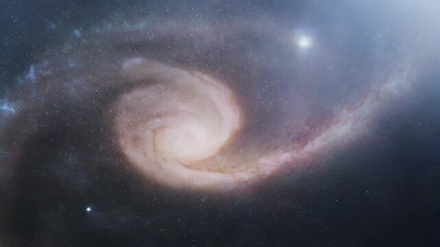 Stunning spiral galaxy in deep space with bright stars and cosmic dust.