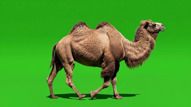 Humpbacked Animal Walking Across Green Screen Scene