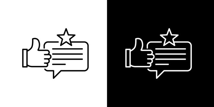 Sleek line art icon representing positive customer feedback, online reviews, and user satisfaction. Perfect for digital service ratings and recommendations