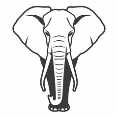 Fototapeta premium Elephant black outline art. Wild animal mascot vector illustration.