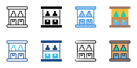 Shelf icons set multiple style collection. Editable stroke   © Gravisio