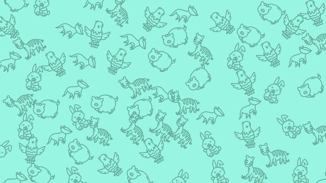 Animal outlines on mint green bg. Perfect for childrens books, posters, and stationery design projects. Ideal for kidfriendly products.
