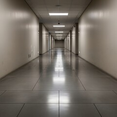 Illuminated corridor reflecting the light in an office or public building