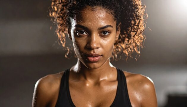 Glistening Resolve: Intense Portrait of a Determined Athlete After Workout
