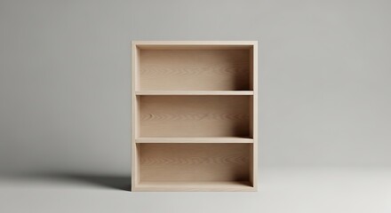 Modern Minimalist Wooden Bookcase against a Clean White Backdrop