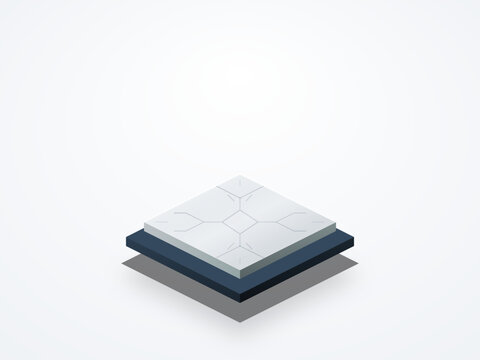 Minimalist 3D Isometric Platform Icon with Clean Geometric Design and Square Layered Element for Tech Software UI