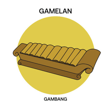 Gamelan Gambang Traditional Javanese Wooden Xylophone Illustration