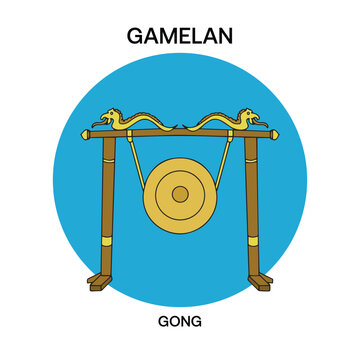 Gamelan Gong Traditional Indonesian Musical Instrument Illustration