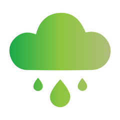Fototapeta premium Green cloud with rain icon, representing weather and nature's precipitation, suitable for environmental and meteorological themes