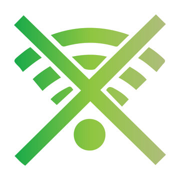 No Wi-Fi signal or internet connection icon with a green gradient, symbolizing a lack of network access or a disabled wireless connection