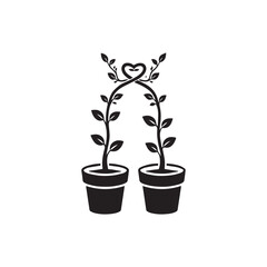 Obraz premium Growing Love Heart Plant Arch in Pots - Symbol of Growth and Romance.