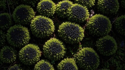 Earthy Spheres With Dark Centers Among Greenery Forest Floor