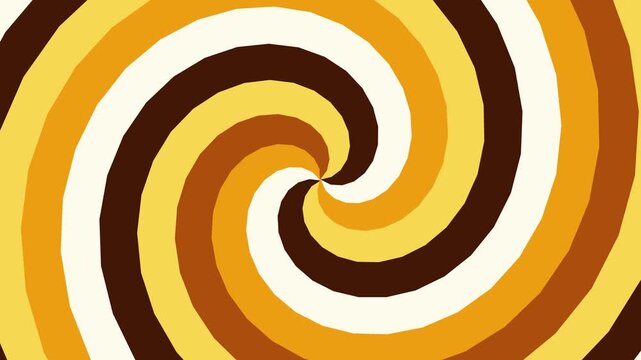 Swirling spiral pattern of yellow, brown, and white hues rotating around a central point creating a dynamic abstract illustration