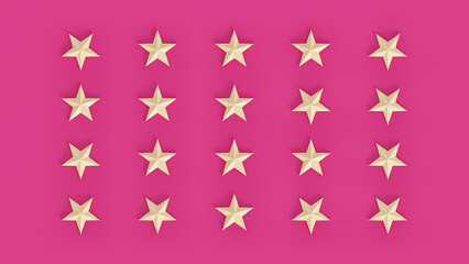 3D rendering of evenly spaced stars creating clean and structured pattern background