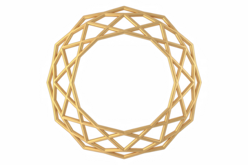 3D Islamic Geometric Frame Luxury Arabic Ornament Isolated On Transparent Background