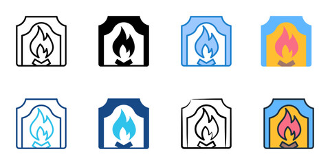 Fototapeta premium Fireplace icons set multiple style collection. Editable stroke 