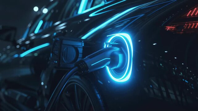 Electric Car Charging with Glowing Port / 光るポートで充電される電気自動車1
