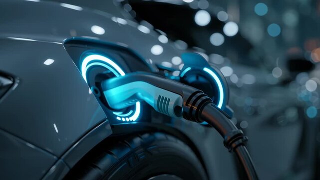 Electric Car Charging with Glowing Port / 光るポートで充電される電気自動車2