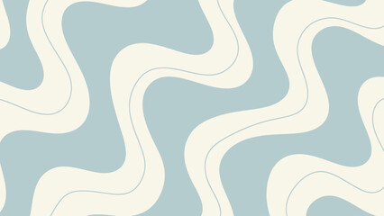 Obraz premium Abstract Wavy Lines Pattern in Blue and Cream Colors.