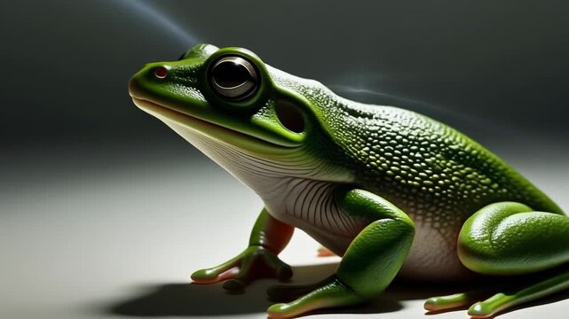 Detailed Study of Green Tree Frogs in Studio Lighting.