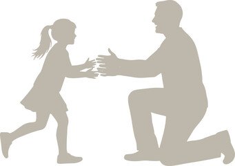 Man Kneeling and Handshaking with Girl.
