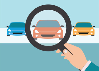 Choosing the Right Car Smart Vehicle Comparison and Selection Concept Illustration