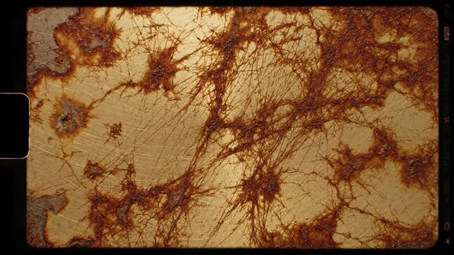 Progressive decay of metallic surface revealing intricate patterns of corrosion over time