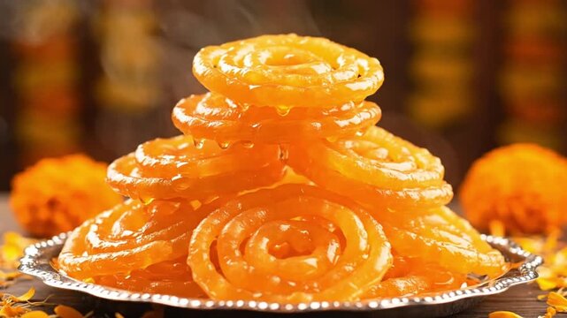 Delicious jalebi creation festive celebration food photography vibrant environment close-up view ai generated generative ai art