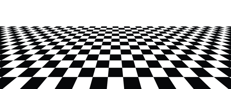 checkerboard floor in perspective black and white fading