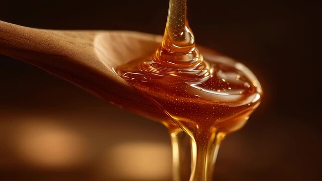 Golden Honey Dripping from Wooden Dipper / 木製ディッパーから滴る黄金の蜂蜜1