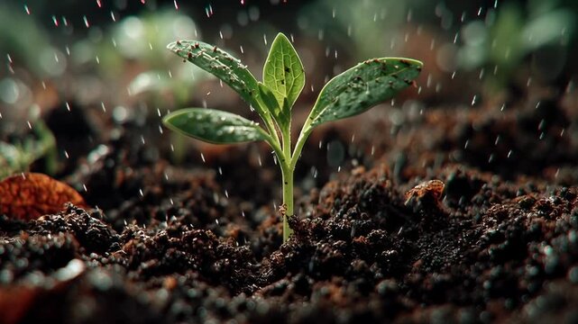 Green Sprout Emerging from Soil / 土から芽吹く緑の若芽3